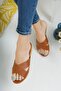 Women's Daily Leather Slippers Tan Dowry Bundle Guest Sea Home Beach Holiday Slippers - 2