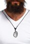 Bodhisattva Medallion Design Relief Adjustable Drawstring White Necklace