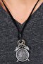 Adjustable Leather Drawstring Necklace with Alarm Clock Figure