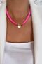 Heart Pendant Glass Bead Necklace