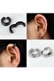 Unisex Steel Compression Non-perforated Hoop Earrings 2 Pairs Sold - 2