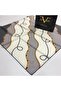 Gray Cream Twill Scarf with Chain Pattern Black Series Scarf Hanger and Gift Set 90x90 Cm