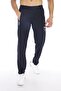 Men's Navy Blue Pocket Zippered Embroidery Detailed Straight Leg Sweatpants