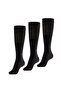 Knee-Length Women's Black Silver Socks 3 Pack