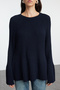 More Sustainable Lacivert Geniş Kalıp Peplum Detaylı Pamuklu Triko Kazak TWOAW25KZ00305 - 3