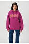 Logo Printed Hooded Purple Sweatshirt 1600361-70597 - 3