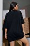 Black Printed Oversize Tshirt - 2