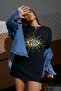 Black Printed Oversize Tshirt - 3