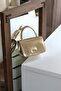 Women's Gold Soft Shiny Leather Strappy Shoulder Bag - 2