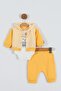 Boy Newborn Car Embroidered Razene Embroidered Stripes Triple Set