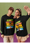 Unisex scooby doo printed oversize 3 thread bicycle collar black sweatshirt - 2