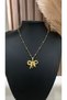 Gold / Gold Color Bow End Ball Chain 316L Steel Necklace