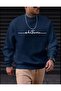 Men's Navy Blue Whatever Printed Crew Neck