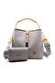 Embossed Vegan Women's Shoulder Bag and Wallet Set - Lock Detailed