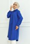 Cobalt Blue Women's Tunic - Long Sleeve, Collar Button, Hijab Design - 7