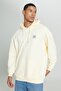 Loose Fit Comfortable Cut 100% Cotton Hooded Ecru Sweatshirt