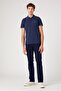 Regular Fit Normal Cut 100% Cotton Polo Neck Navy Blue T-Shirt - 3