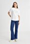 Regular Fit Normal Cut Crew Neck 100% Cotton Ecru T-Shirt - 4