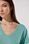Regular Fit Normal Cut 100% Cotton Crew Neck Green T-Shirt - 2