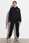 Loose Fit Relaxed Cut Black Women's Fleece Inside Hooded Sweatshirt - 4
