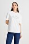 Regular Fit Normal Cut Crew Neck 100% Cotton Ecru T-Shirt - 5