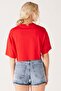Loose Fit Comfortable Cut 100% Cotton Crew Neck Red Crop T-Shirt - 5