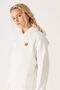 Loose Fit Comfortable Cut Off White Women's Fleece Hooded Sweatshirt - 3