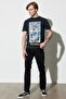 Loose Fit Comfortable Cut 100% Cotton Crew Neck Black T-Shirt - 7