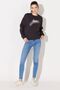 Relaxed Fit Wide Cut Crew Neck 100% Cotton Black Women's Fleece Sweatshirt - 6