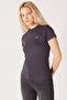 Slim Fit Slim Fit Crew Neck 100% Cotton Women's Anthracite Logo T-Shirt - 3