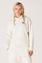 Loose Fit Comfortable Cut Off White Women's Fleece Hooded Sweatshirt