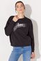 Relaxed Fit Wide Cut Crew Neck 100% Cotton Black Women's Fleece Sweatshirt