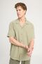 Relaxed Fit Wide Cut Short Sleeve 100% Cotton Green Shirt