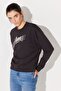 Relaxed Fit Wide Cut Crew Neck 100% Cotton Black Women's Fleece Sweatshirt - 3
