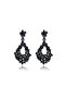 Drop Shaped Dangling Black Stone Evening Dress Women's Earrings - 3