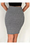 Women's Houndstooth Patterned Cashmere Knee-Length Pencil Skirt - 6