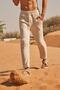 Beige Muslin Linen Trousers - 5