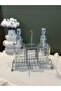 Set of 2 Glass Soap Dishes with Wooden Handles and Stands, Gray