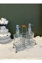 Set of 2 Glass Soap Dishes with Wooden Handles and Stands, Gray - 3