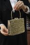 Women's Gold Stone Evening Dress Clutch Portfolio Bag - 4