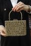 Women's Gold Stone Evening Dress Clutch Portfolio Bag