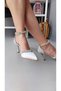 Women's Silver Stone Satin Evening Dress Shoes 355 - 6