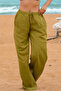 Light Green Linen Women's Trousers - 2