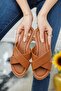 Women's Daily Leather Slippers Tan Dowry Bundle Guest Sea Home Beach Holiday Slippers - 5