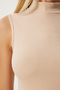 Women's Cream Turtleneck Cotton Knitted Blouse GT00004 - 5