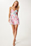Women's Pink Green Patterned Ruffle Detailed Dress Fn03331 - 3