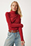 Women's Brick Ruched Detail Mock Neck Sandy Blouse FF00135 - 3