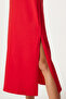 Women's Red Cotton Summer Casual Combed Dress Ub00080 - 4