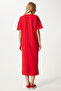 Women's Red Cotton Summer Casual Combed Dress Ub00080 - 5
