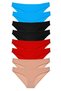 8 Pieces Eco Women's Slip Panties Set - Black, Red and Nude